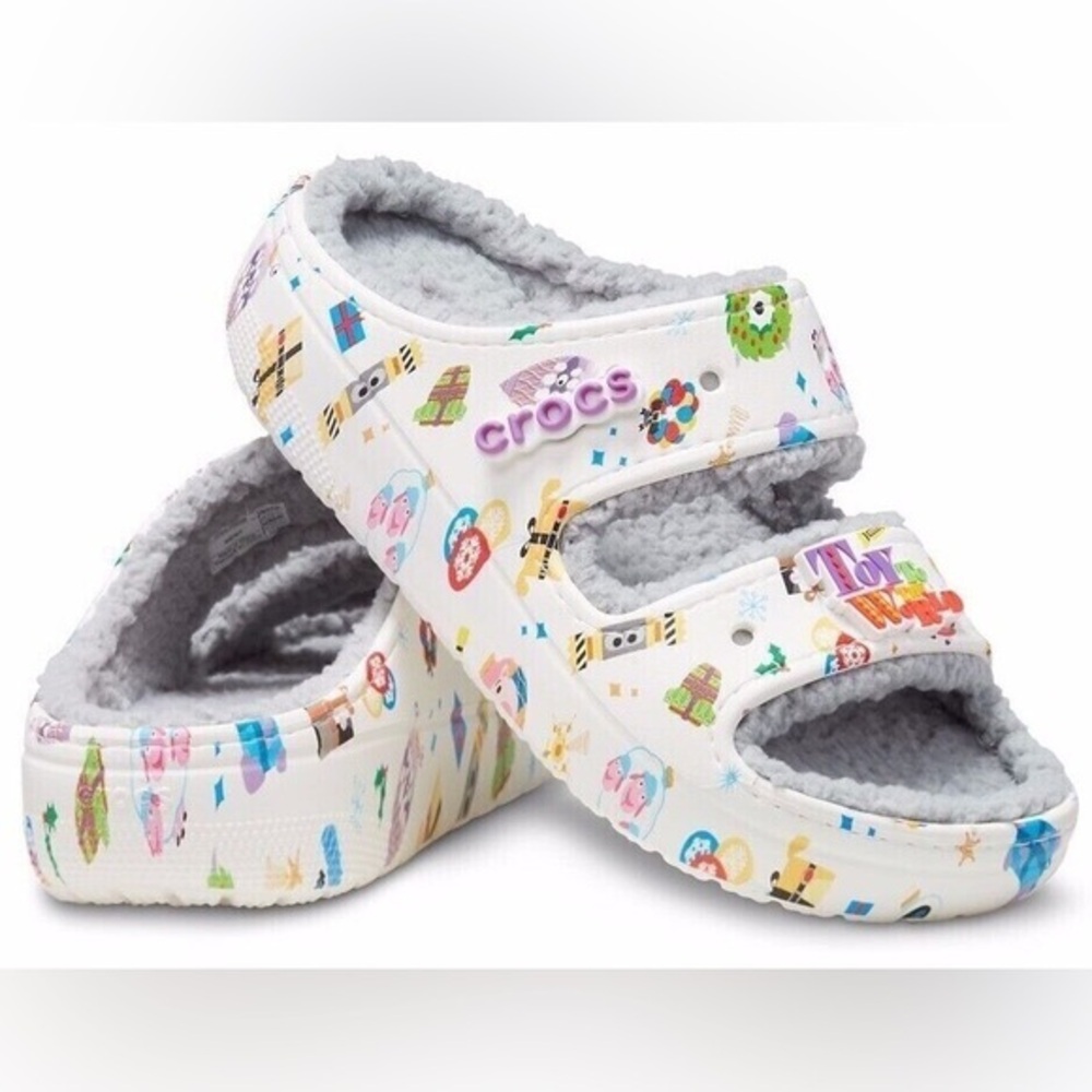 CROCS Disney Parks Pixar Holiday Cozzzy Faux Sherpa Sandals